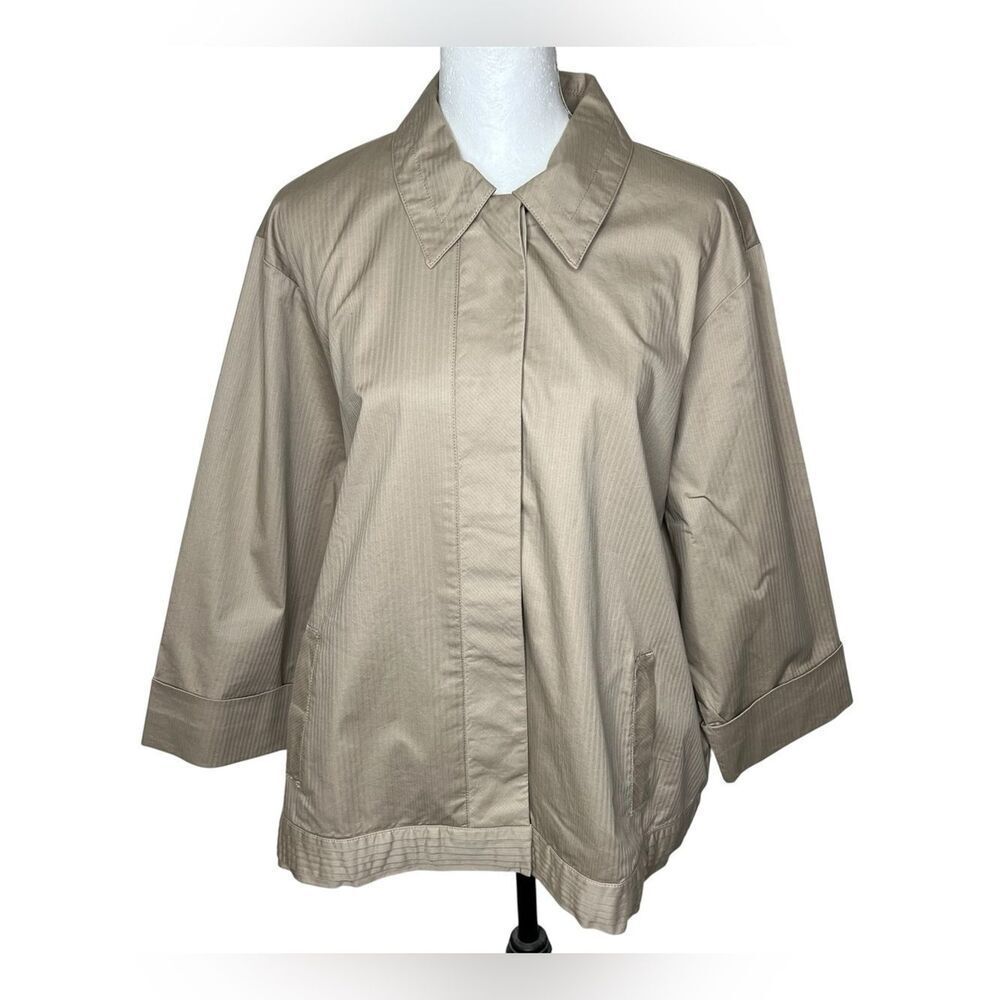 New Coldwater Creek Classic Beige Short Trench Style Women Jacket S XL Timeless